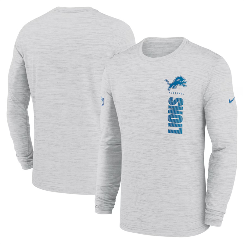 Men's Detroit Lions White 2024 Sideline Team Velocity Performance Long Sleeve T-Shirt Men's Detroit Lions White 2024 Sideline Team Velocity Performance Long Sleeve T-Shirt
